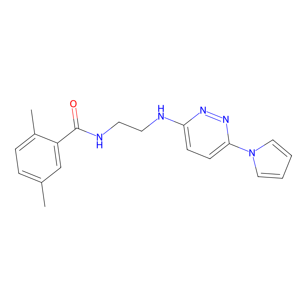 N-(2-((6-(1H-pyrrol-1-yl)pyridazin-3-yl)amino)ethyl)-2,5-dimethylbenzamide molecular structure, CAS 1421529-98-7
