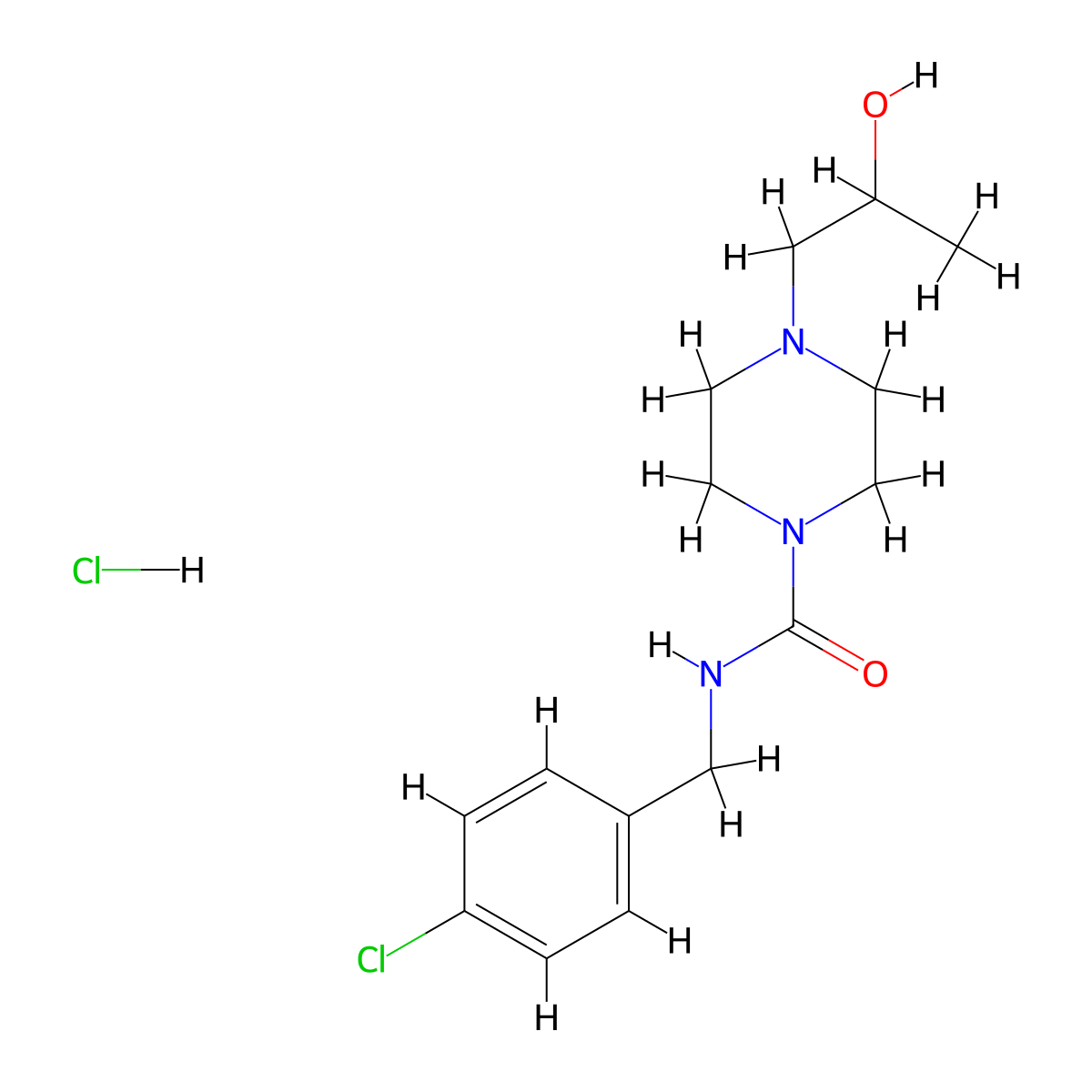 N-(4-chlorobenzyl)-4-(2-hydroxypropyl)piperazine-1-carboxamide hydrochloride molecular structure, CAS 1421530-05-3