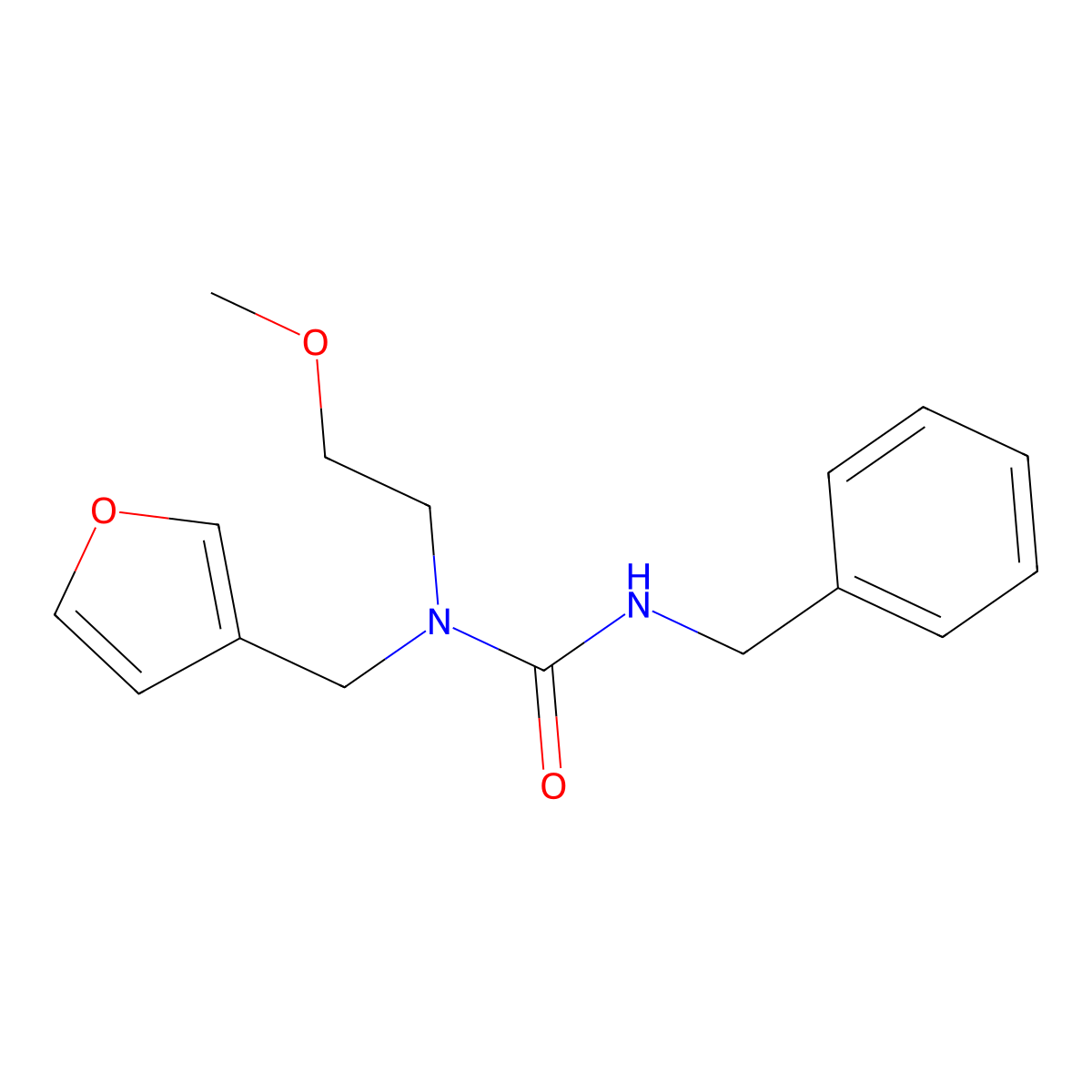 3-Benzyl-1-(furan-3-ylmethyl)-1-(2-methoxyethyl)urea molecular structure, CAS 1421530-06-4