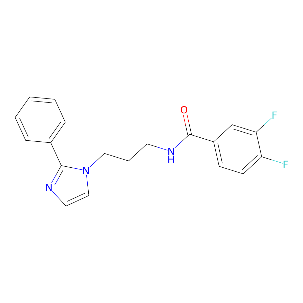 3,4-difluoro-N-(3-(2-phenyl-1H-imidazol-1-yl)propyl)benzamide molecular structure, CAS 1421530-07-5