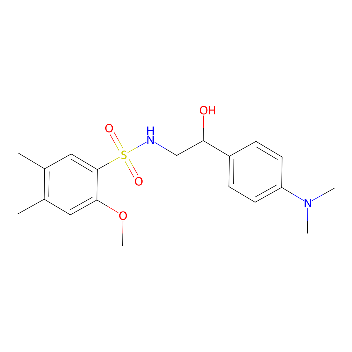 N-(2-(4-(dimethylamino)phenyl)-2-hydroxyethyl)-2-methoxy-4,5-dimethylbenzenesulfonamide molecular structure, CAS 1421530-13-3