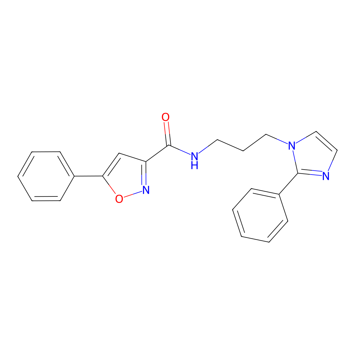 5-phenyl-N-(3-(2-phenyl-1H-imidazol-1-yl)propyl)isoxazole-3-carboxamide molecular structure, CAS 1421530-15-5
