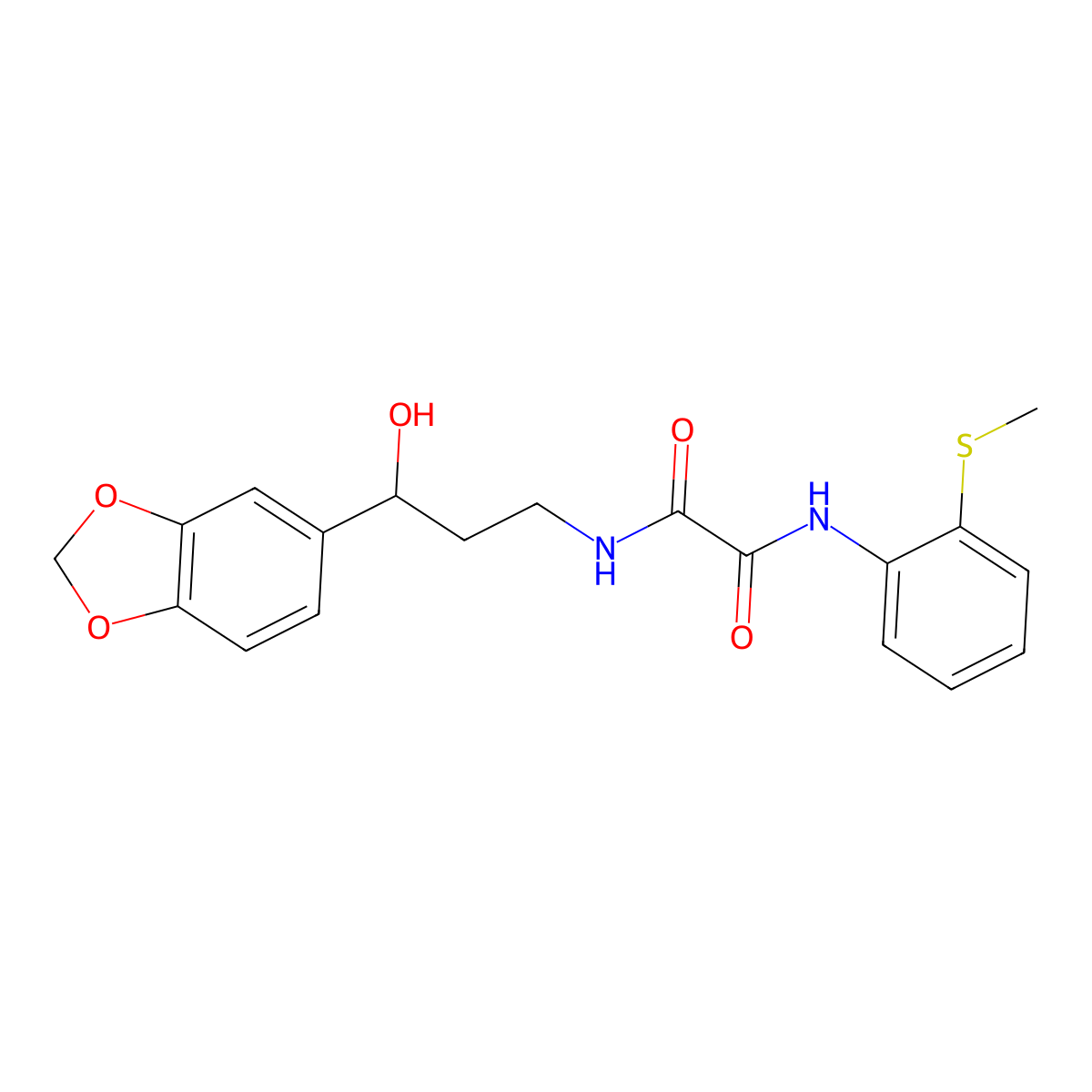 N1-(3-(benzo[d][1,3]dioxol-5-yl)-3-hydroxypropyl)-N2-(2-(methylthio)phenyl)oxalamide molecular structure, CAS 1421530-48-4