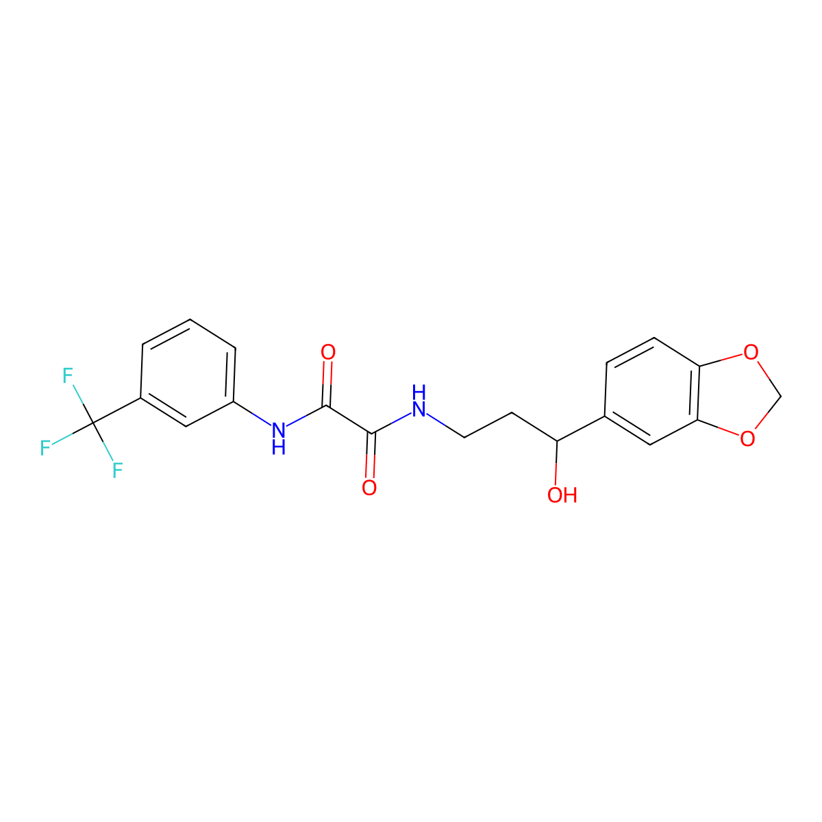 N1-(3-(benzo[d][1,3]dioxol-5-yl)-3-hydroxypropyl)-N2-(3-(trifluoromethyl)phenyl)oxalamide molecular structure, CAS 1421530-57-5