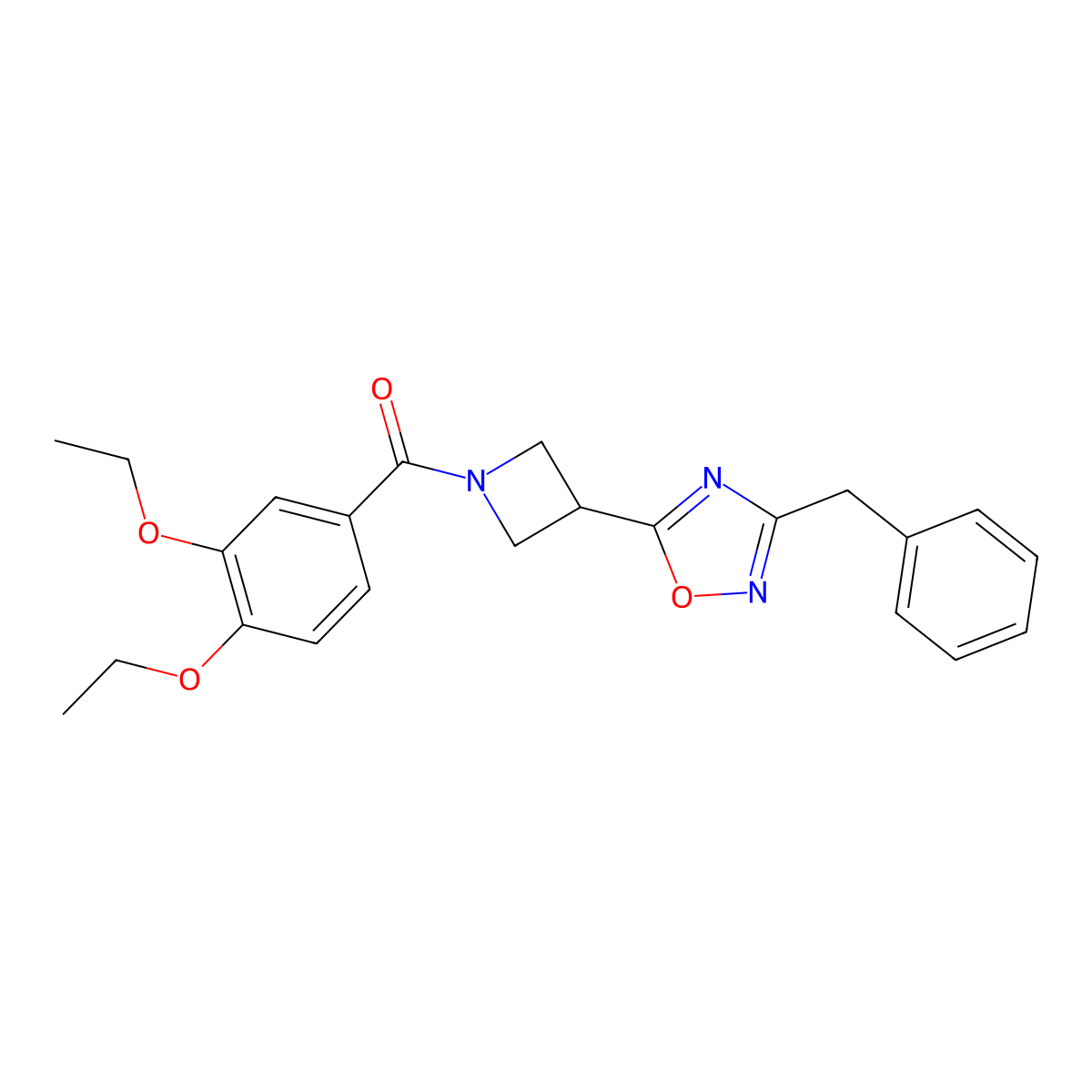 (3-(3-Benzyl-1,2,4-oxadiazol-5-yl)azetidin-1-yl)(3,4-diethoxyphenyl)methanone molecular structure, CAS 1421530-59-7