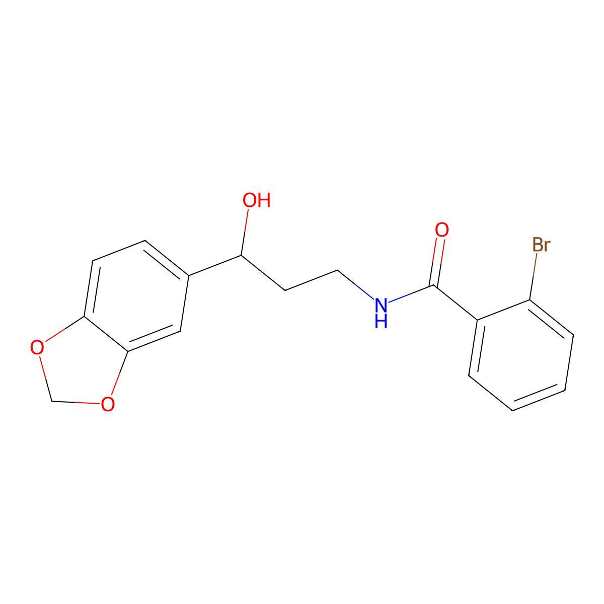 N-(3-(benzo[d][1,3]dioxol-5-yl)-3-hydroxypropyl)-2-bromobenzamide molecular structure, CAS 1421530-63-3