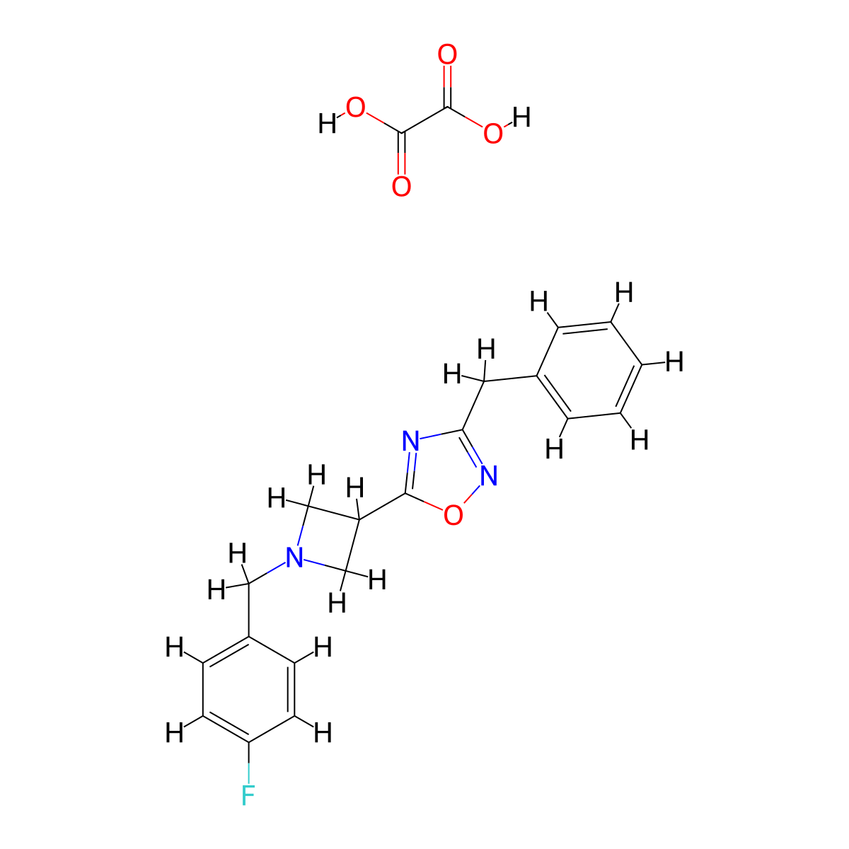 3-Benzyl-5-(1-(4-fluorobenzyl)azetidin-3-yl)-1,2,4-oxadiazole oxalate molecular structure, CAS 1421530-66-6