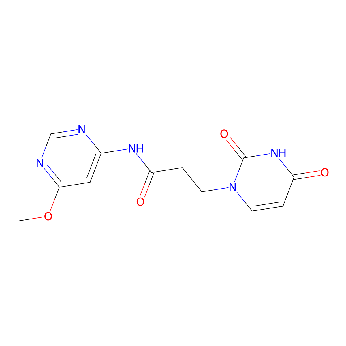 3-(2,4-dioxo-3,4-dihydropyrimidin-1(2H)-yl)-N-(6-methoxypyrimidin-4-yl)propanamide molecular structure, CAS 1421530-69-9