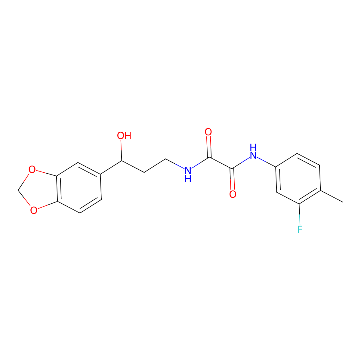 N1-(3-(benzo[d][1,3]dioxol-5-yl)-3-hydroxypropyl)-N2-(3-fluoro-4-methylphenyl)oxalamide molecular structure, CAS 1421530-70-2