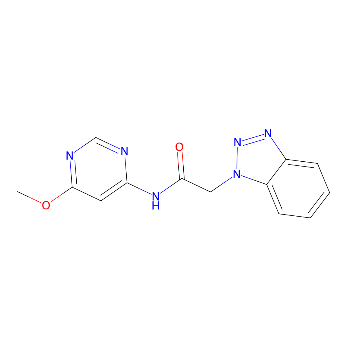 2-(1H-benzo[d][1,2,3]triazol-1-yl)-N-(6-methoxypyrimidin-4-yl)acetamide molecular structure, CAS 1421530-71-3