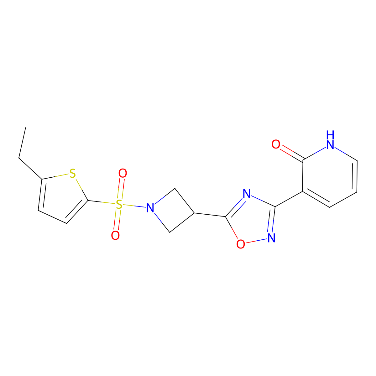 3-(5-(1-((5-ethylthiophen-2-yl)sulfonyl)azetidin-3-yl)-1,2,4-oxadiazol-3-yl)pyridin-2(1H)-one molecular structure, CAS 1421530-83-7