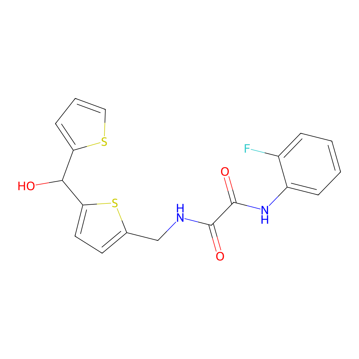 N1-(2-fluorophenyl)-N2-((5-(hydroxy(thiophen-2-yl)methyl)thiophen-2-yl)methyl)oxalamide molecular structure, CAS 1421530-85-9