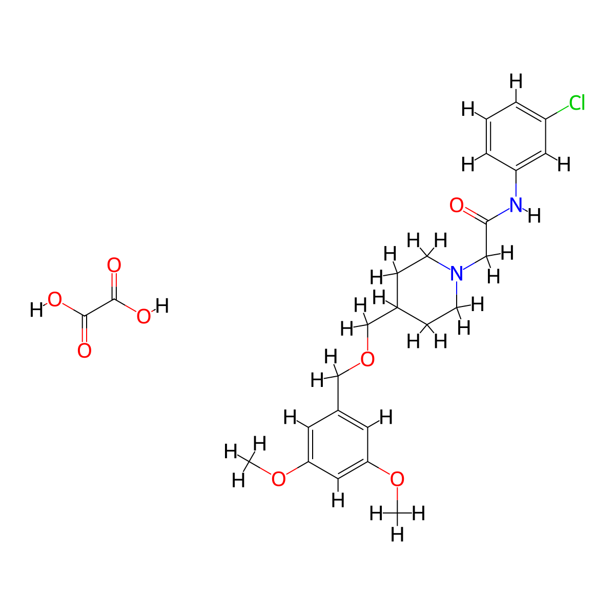 N-(3-chlorophenyl)-2-(4-(((3,5-dimethoxybenzyl)oxy)methyl)piperidin-1-yl)acetamide oxalate molecular structure, CAS 1421530-92-8