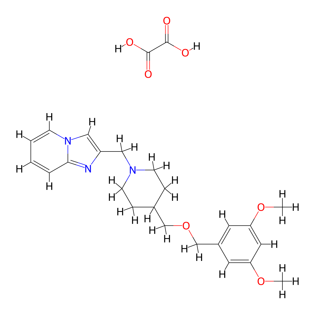 2-((4-(((3,5-Dimethoxybenzyl)oxy)methyl)piperidin-1-yl)methyl)imidazo[1,2-a]pyridine oxalate molecular structure, CAS 1421530-95-1