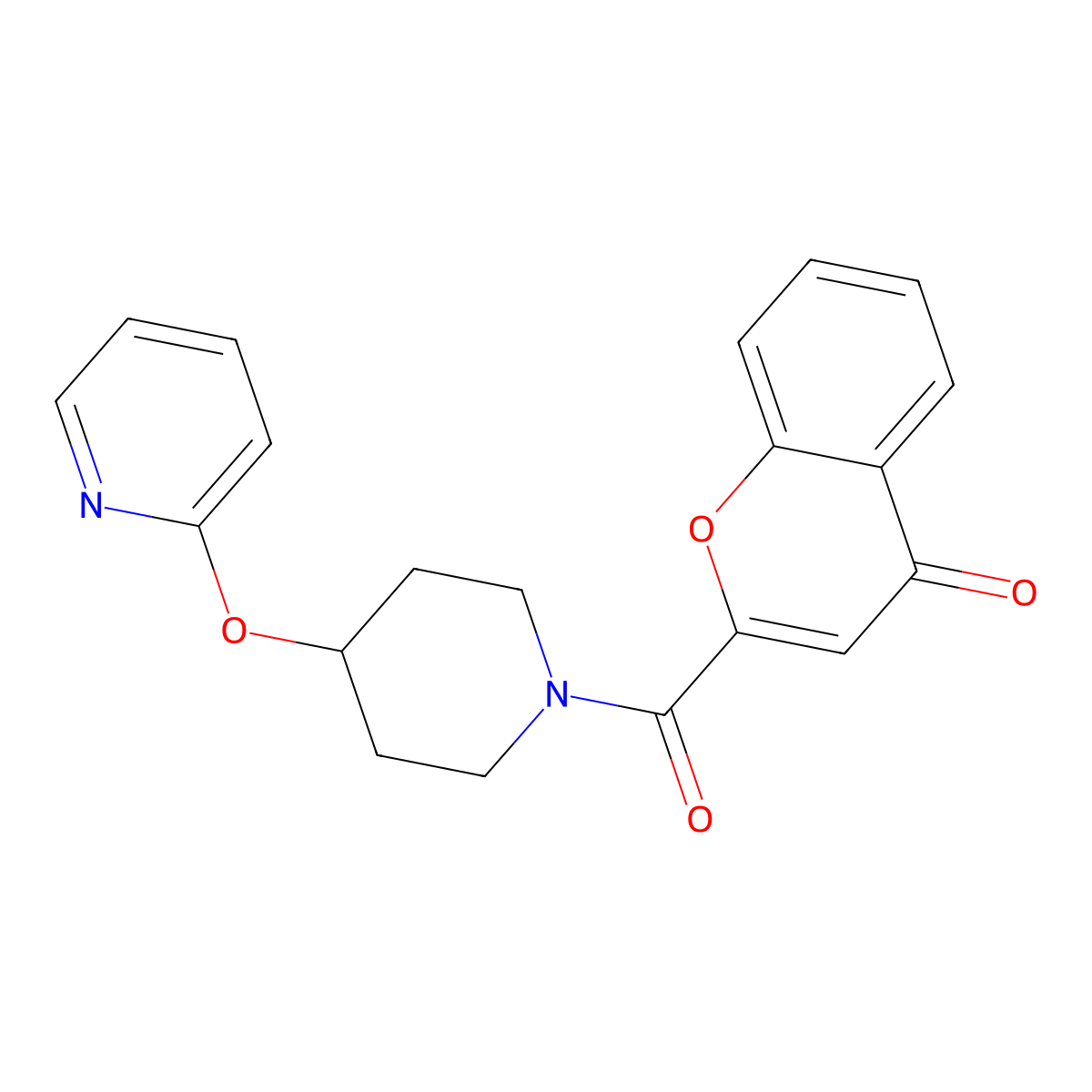 2-[4-(pyridin-2-yloxy)piperidine-1-carbonyl]-4H-chromen-4-one molecular structure, CAS 1421530-99-5