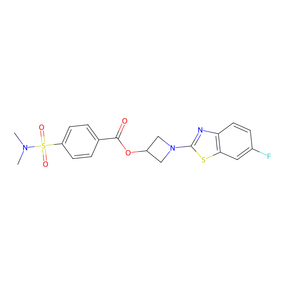 1-(6-fluorobenzo[d]thiazol-2-yl)azetidin-3-yl 4-(N,N-dimethylsulfamoyl)benzoate molecular structure, CAS 1421531-11-4