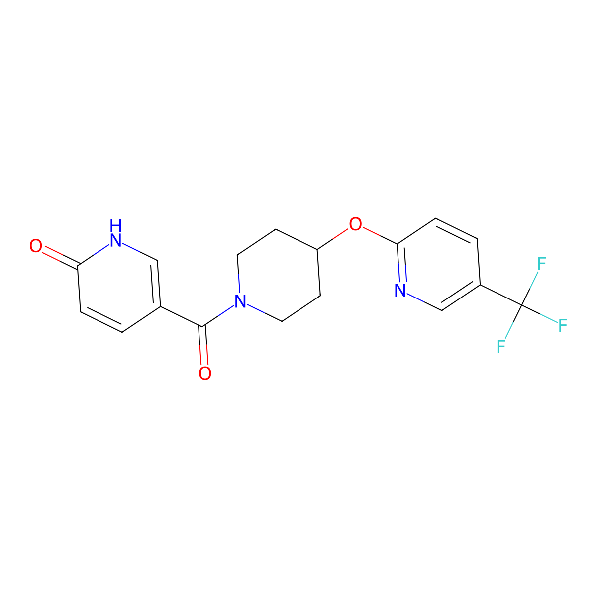 5-(4-((5-(trifluoromethyl)pyridin-2-yl)oxy)piperidine-1-carbonyl)pyridin-2(1H)-one molecular structure, CAS 1421531-12-5