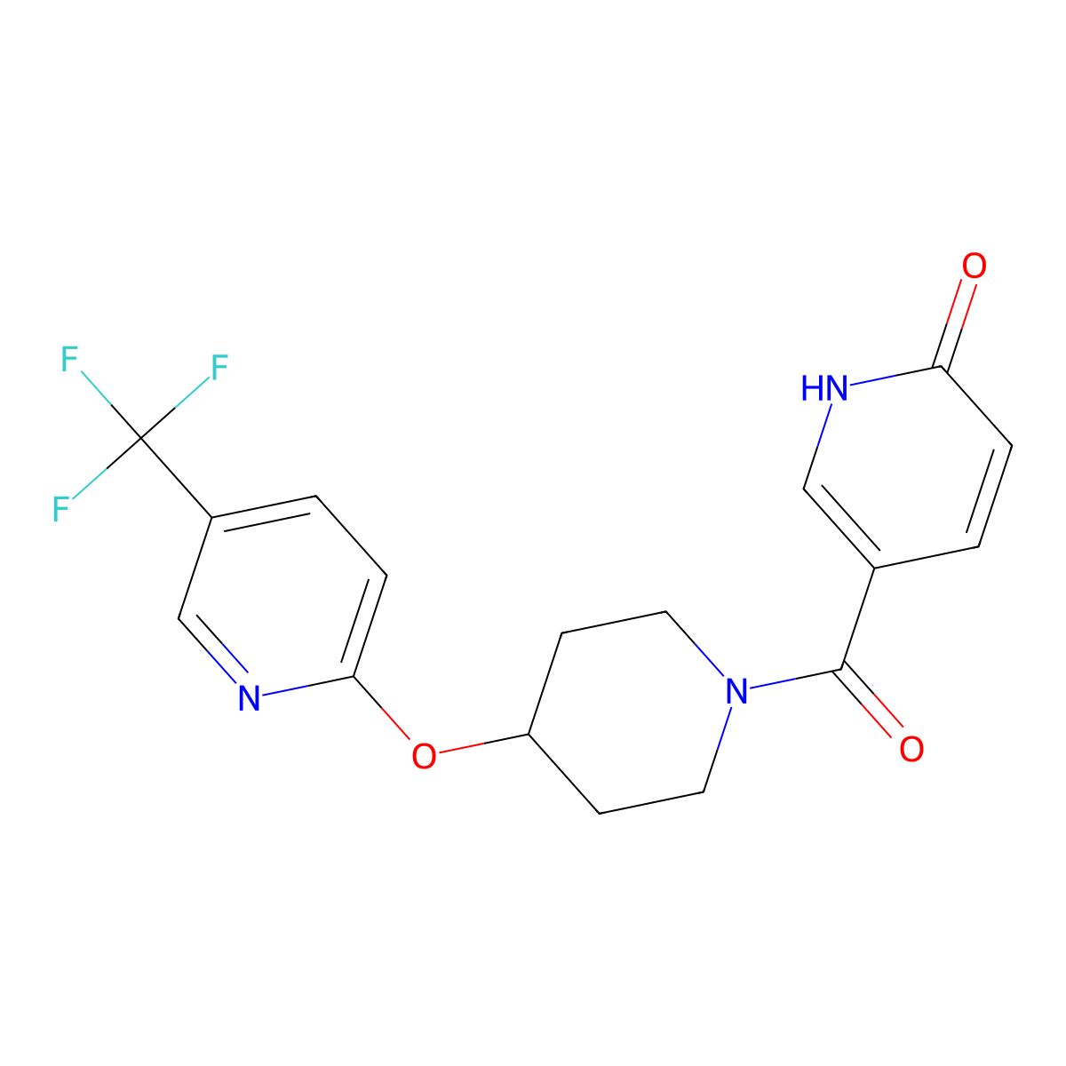 5-(4-((5-(trifluoromethyl)pyridin-2-yl)oxy)piperidine-1-carbonyl)pyridin-2(1H)-one molecular structure, CAS 1421531-12-5