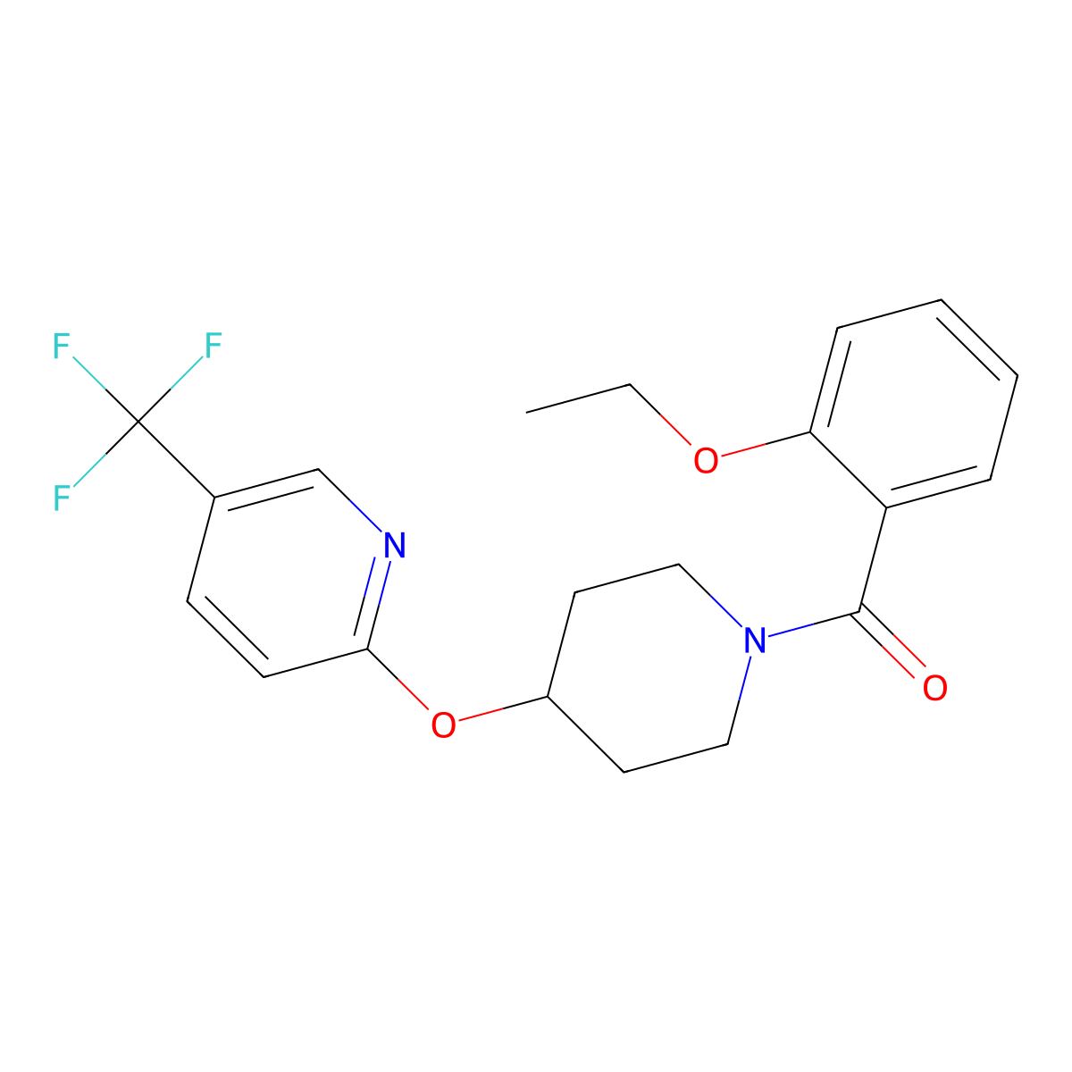 (2-Ethoxyphenyl)(4-((5-(trifluoromethyl)pyridin-2-yl)oxy)piperidin-1-yl)methanone molecular structure, CAS 1421531-16-9