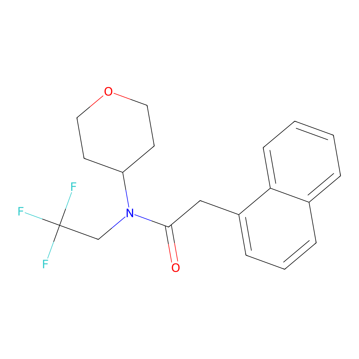 2-(naphthalen-1-yl)-N-(tetrahydro-2H-pyran-4-yl)-N-(2,2,2-trifluoroethyl)acetamide molecular structure, CAS 1421531-23-8