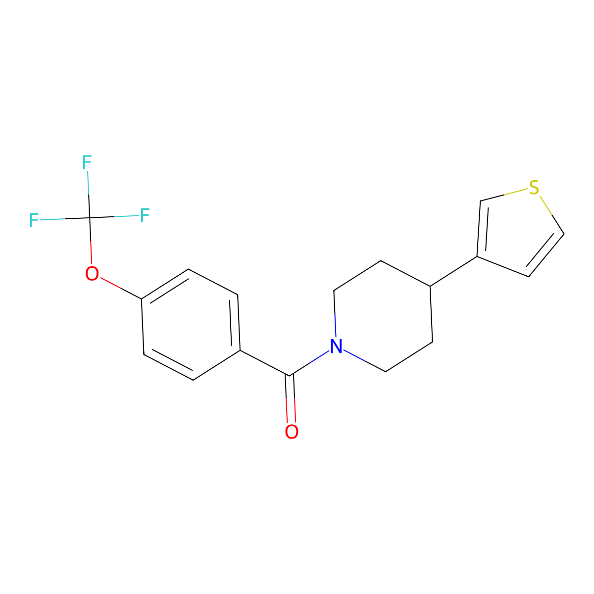 (4-(Thiophen-3-yl)piperidin-1-yl)(4-(trifluoromethoxy)phenyl)methanone molecular structure, CAS 1421531-24-9
