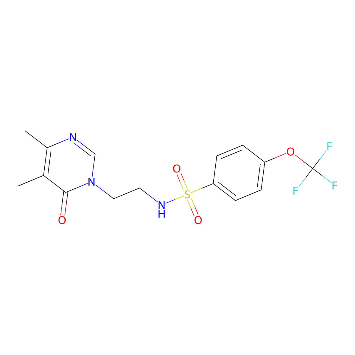 N-(2-(4,5-dimethyl-6-oxopyrimidin-1(6H)-yl)ethyl)-4-(trifluoromethoxy)benzenesulfonamide molecular structure, CAS 1421531-26-1