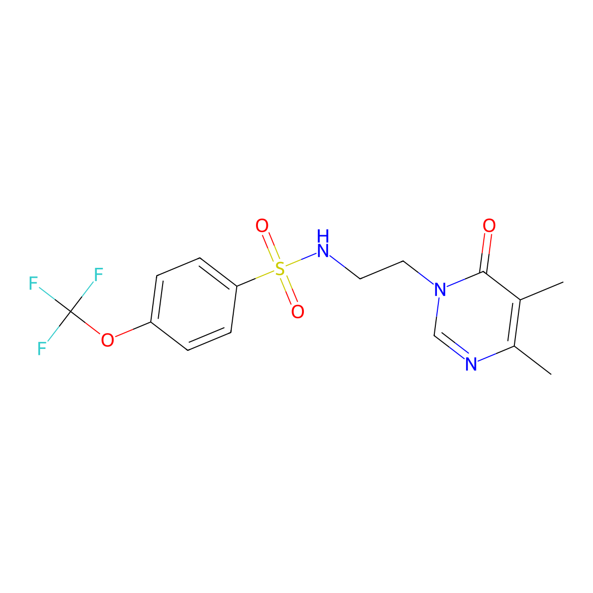N-(2-(4,5-dimethyl-6-oxopyrimidin-1(6H)-yl)ethyl)-4-(trifluoromethoxy)benzenesulfonamide molecular structure, CAS 1421531-26-1