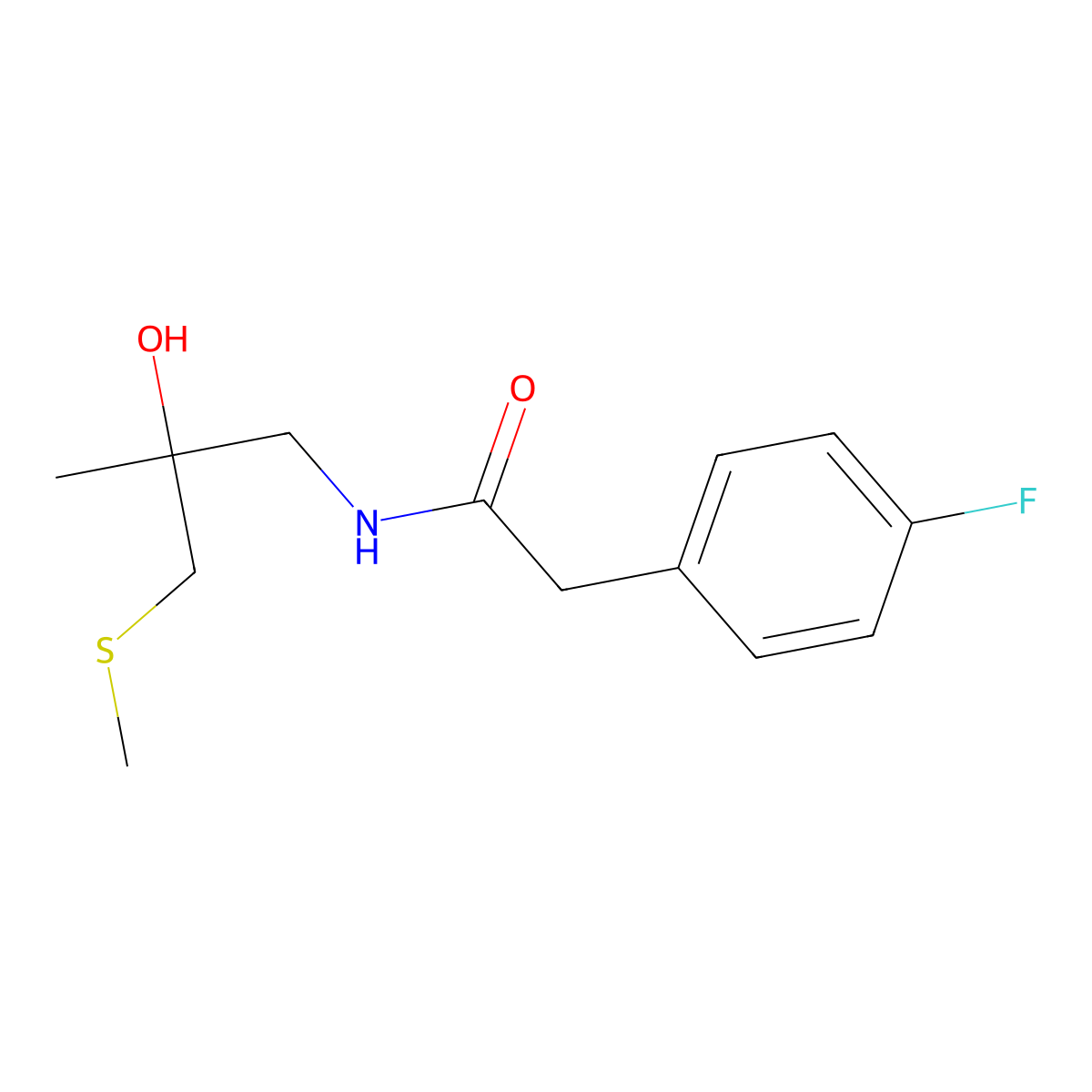 2-(4-fluorophenyl)-N-(2-hydroxy-2-methyl-3-(methylthio)propyl)acetamide molecular structure, CAS 1421531-28-3