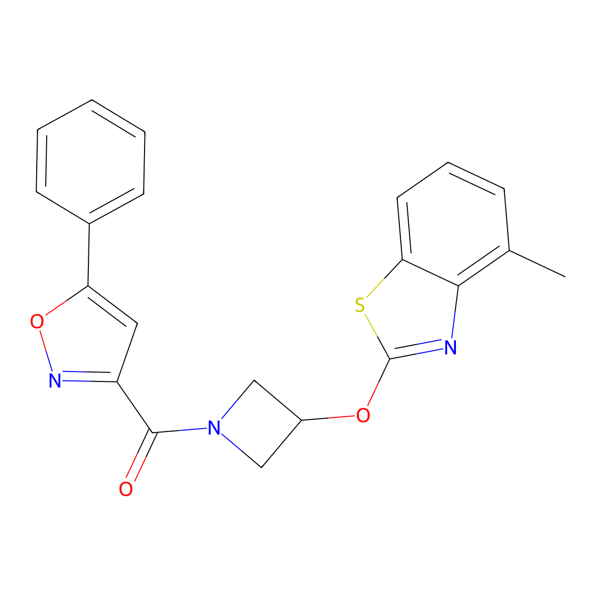 (3-((4-Methylbenzo[d]thiazol-2-yl)oxy)azetidin-1-yl)(5-phenylisoxazol-3-yl)methanone molecular structure, CAS 1421531-31-8