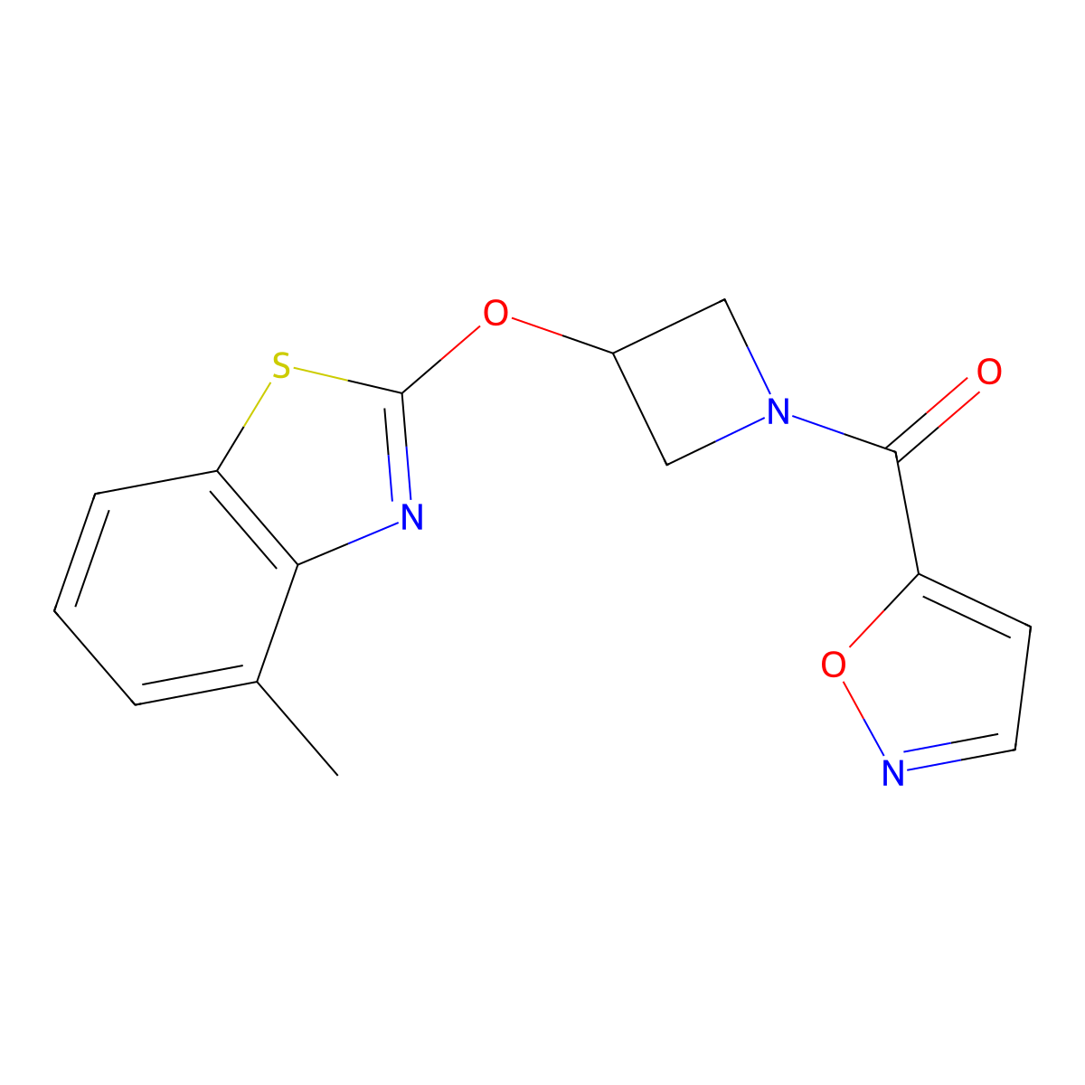 Isoxazol-5-yl(3-((4-methylbenzo[d]thiazol-2-yl)oxy)azetidin-1-yl)methanone molecular structure, CAS 1421531-35-2
