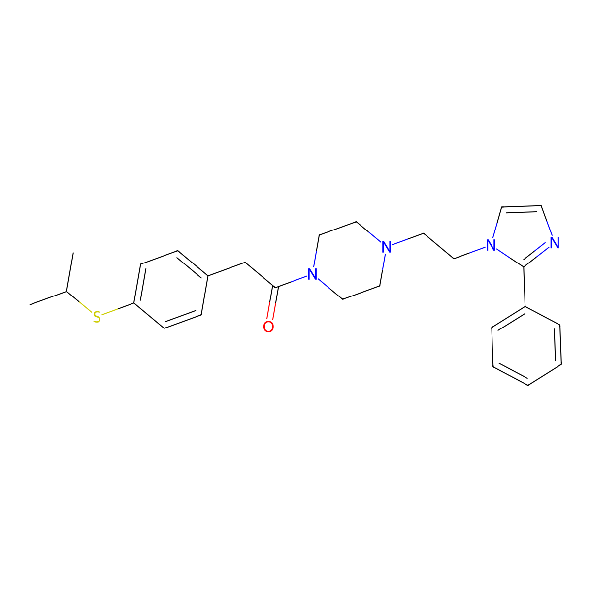 2-(4-(isopropylthio)phenyl)-1-(4-(2-(2-phenyl-1H-imidazol-1-yl)ethyl)piperazin-1-yl)ethanone molecular structure, CAS 1421531-41-0