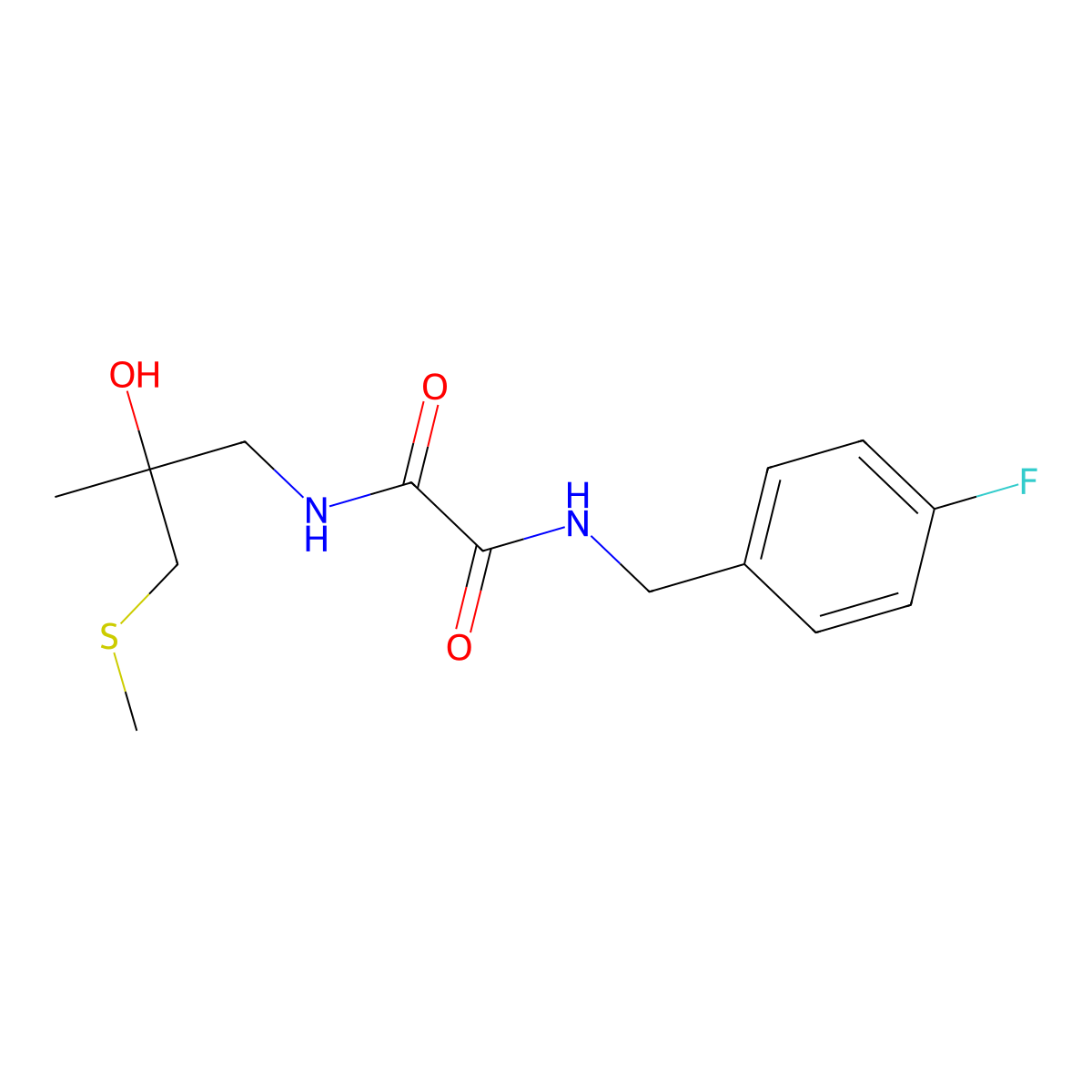 N1-(4-fluorobenzyl)-N2-(2-hydroxy-2-methyl-3-(methylthio)propyl)oxalamide molecular structure, CAS 1421531-42-1
