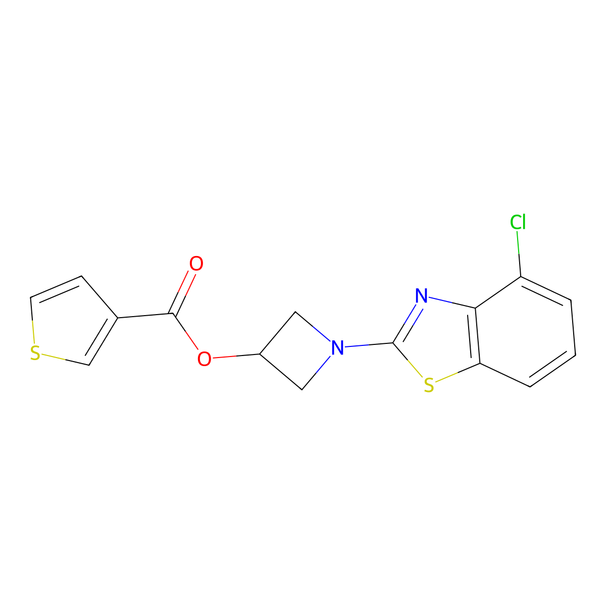 1-(4-Chlorobenzo[d]thiazol-2-yl)azetidin-3-yl thiophene-3-carboxylate molecular structure, CAS 1421531-44-3