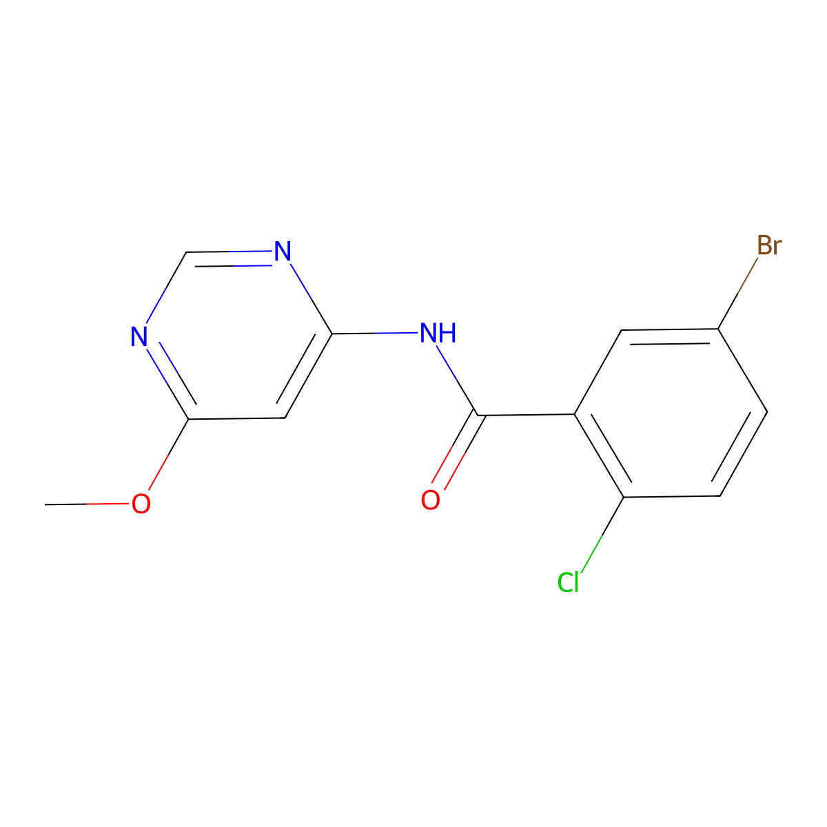 5-bromo-2-chloro-N-(6-methoxypyrimidin-4-yl)benzamide molecular structure, CAS 1421531-62-5