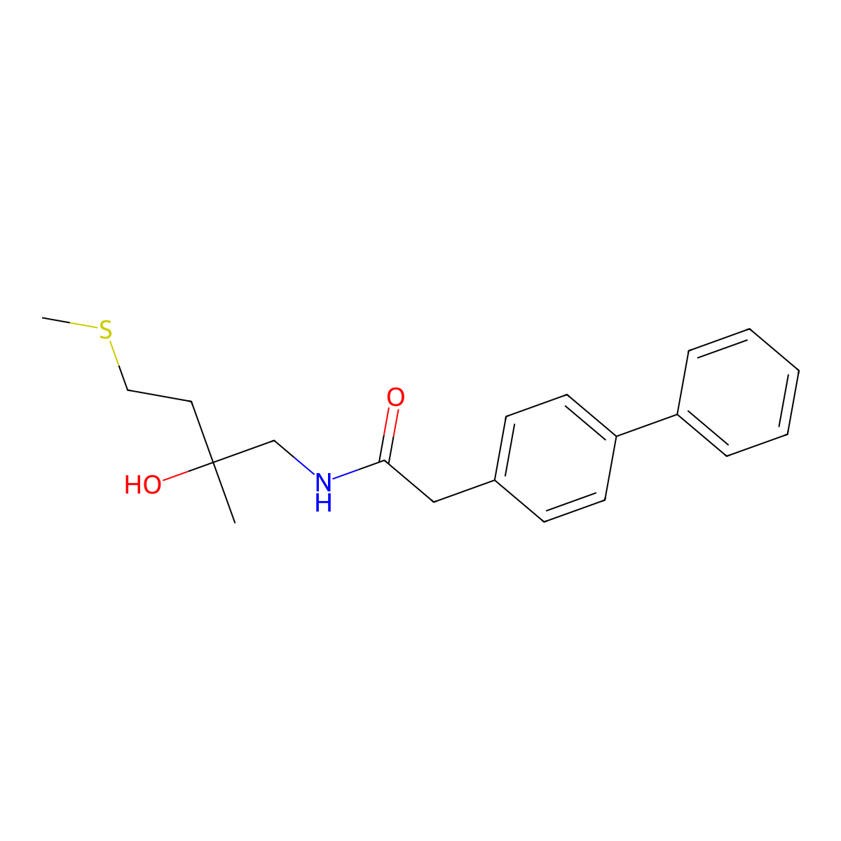 2-([1,1'-biphenyl]-4-yl)-N-(2-hydroxy-2-methyl-4-(methylthio)butyl)acetamide molecular structure, CAS 1421531-63-6