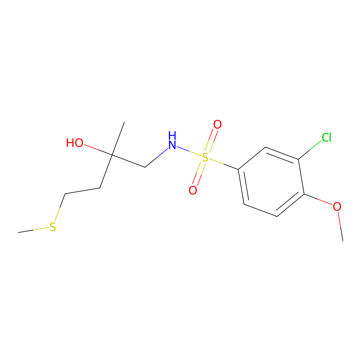 3-chloro-N-(2-hydroxy-2-methyl-4-(methylthio)butyl)-4-methoxybenzenesulfonamide molecular structure, CAS 1421531-71-6