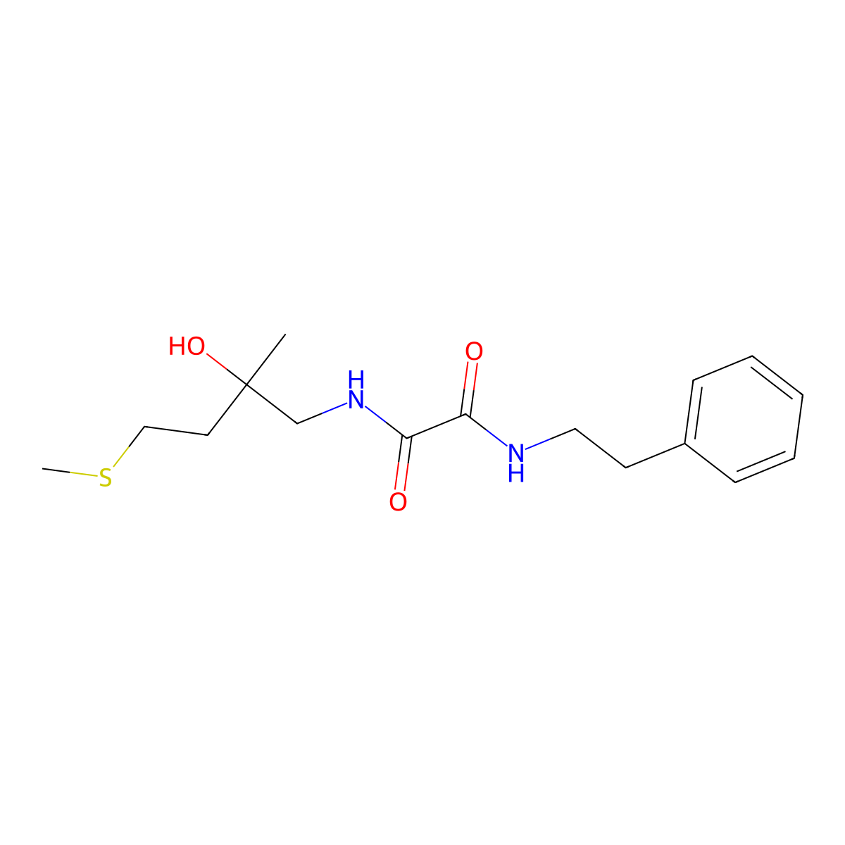 N1-(2-hydroxy-2-methyl-4-(methylthio)butyl)-N2-phenethyloxalamide molecular structure, CAS 1421531-74-9