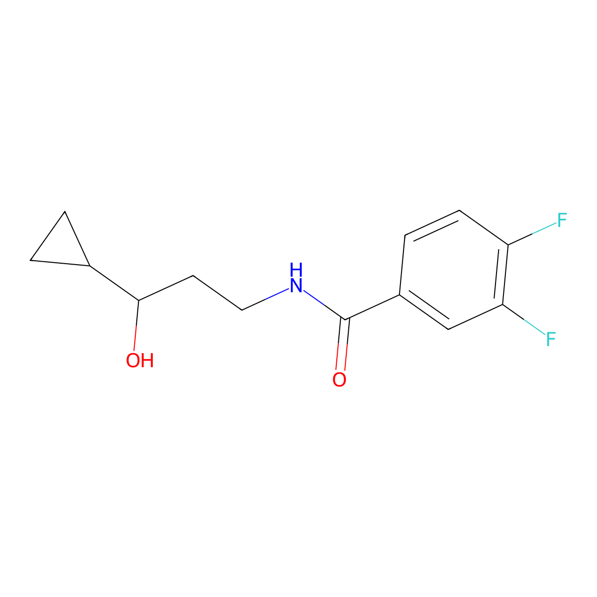 N-(3-cyclopropyl-3-hydroxypropyl)-3,4-difluorobenzamide molecular structure, CAS 1421531-90-9