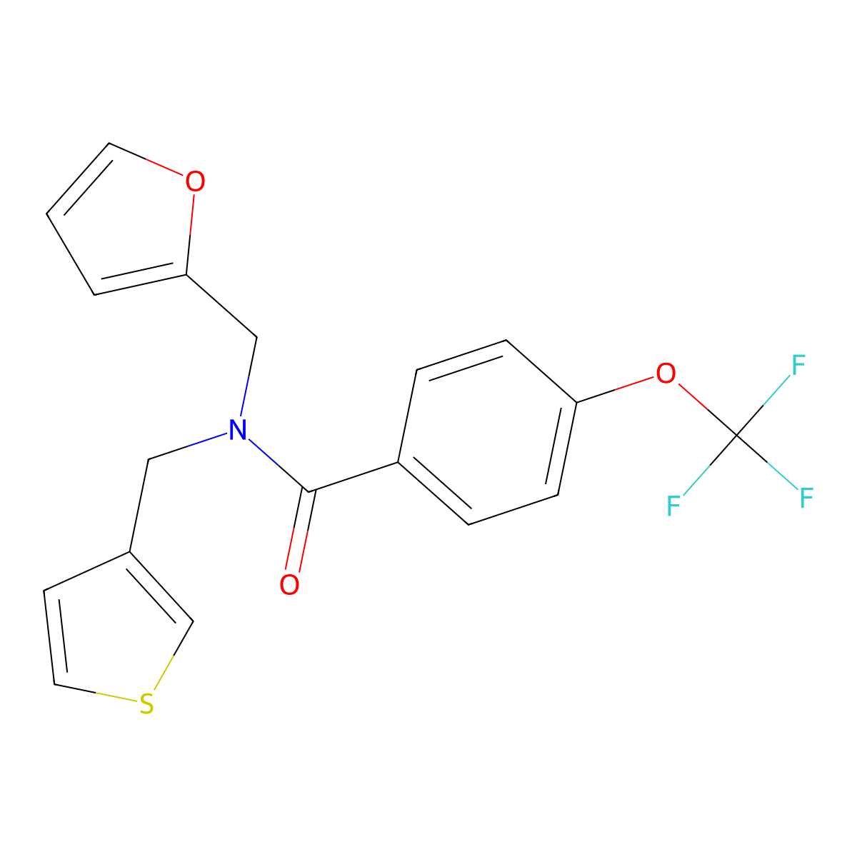 N-(furan-2-ylmethyl)-N-(thiophen-3-ylmethyl)-4-(trifluoromethoxy)benzamide molecular structure, CAS 1421532-03-7