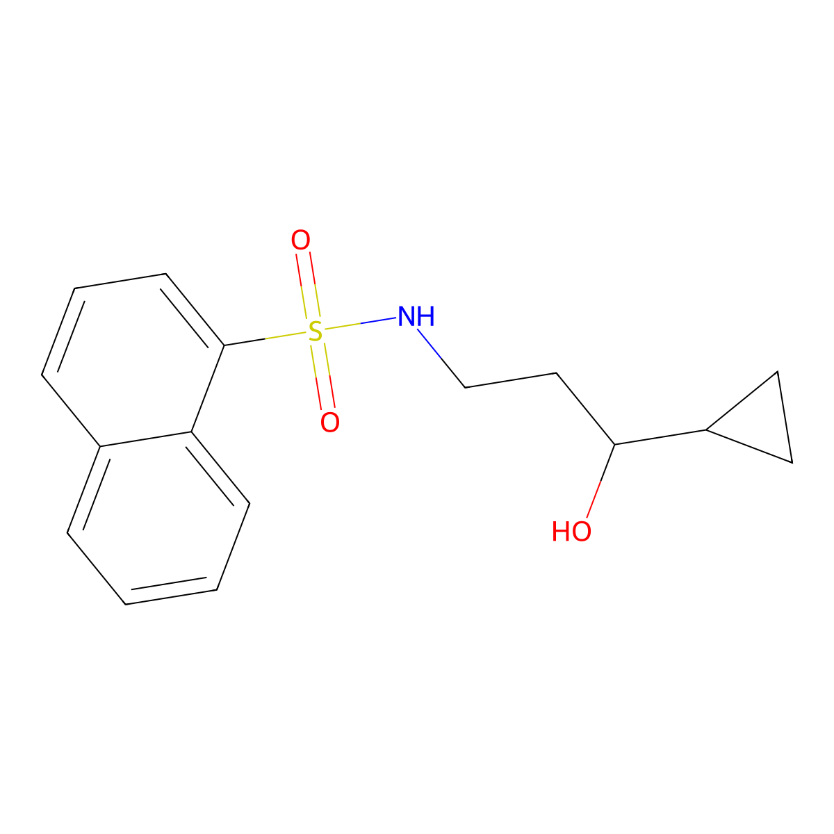 N-(3-cyclopropyl-3-hydroxypropyl)naphthalene-1-sulfonamide molecular structure, CAS 1421532-18-4