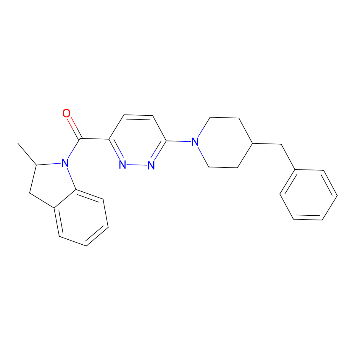 (6-(4-Benzylpiperidin-1-yl)pyridazin-3-yl)(2-methylindolin-1-yl)methanone molecular structure, CAS 1421532-20-8
