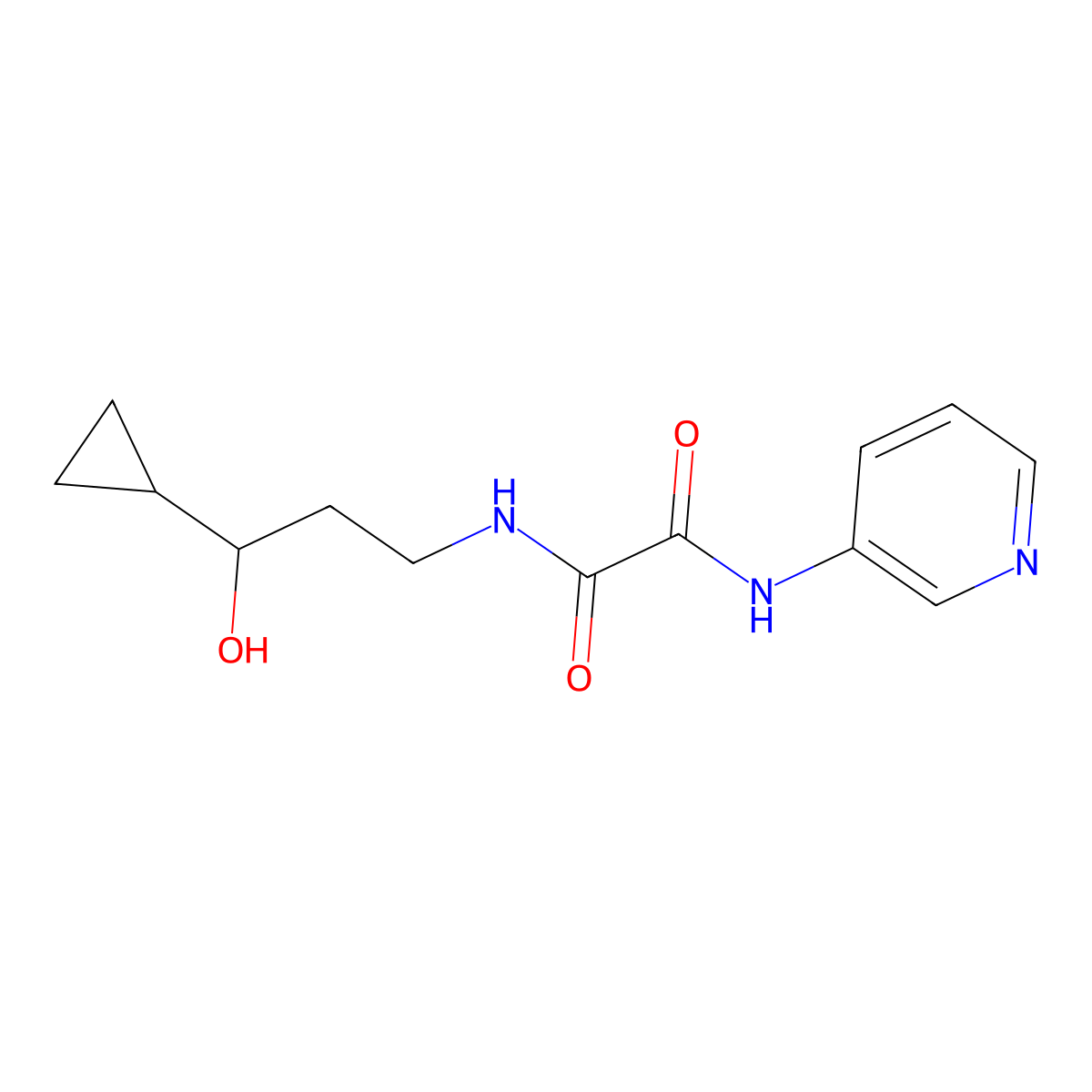 N1-(3-cyclopropyl-3-hydroxypropyl)-N2-(pyridin-3-yl)oxalamide molecular structure, CAS 1421532-26-4