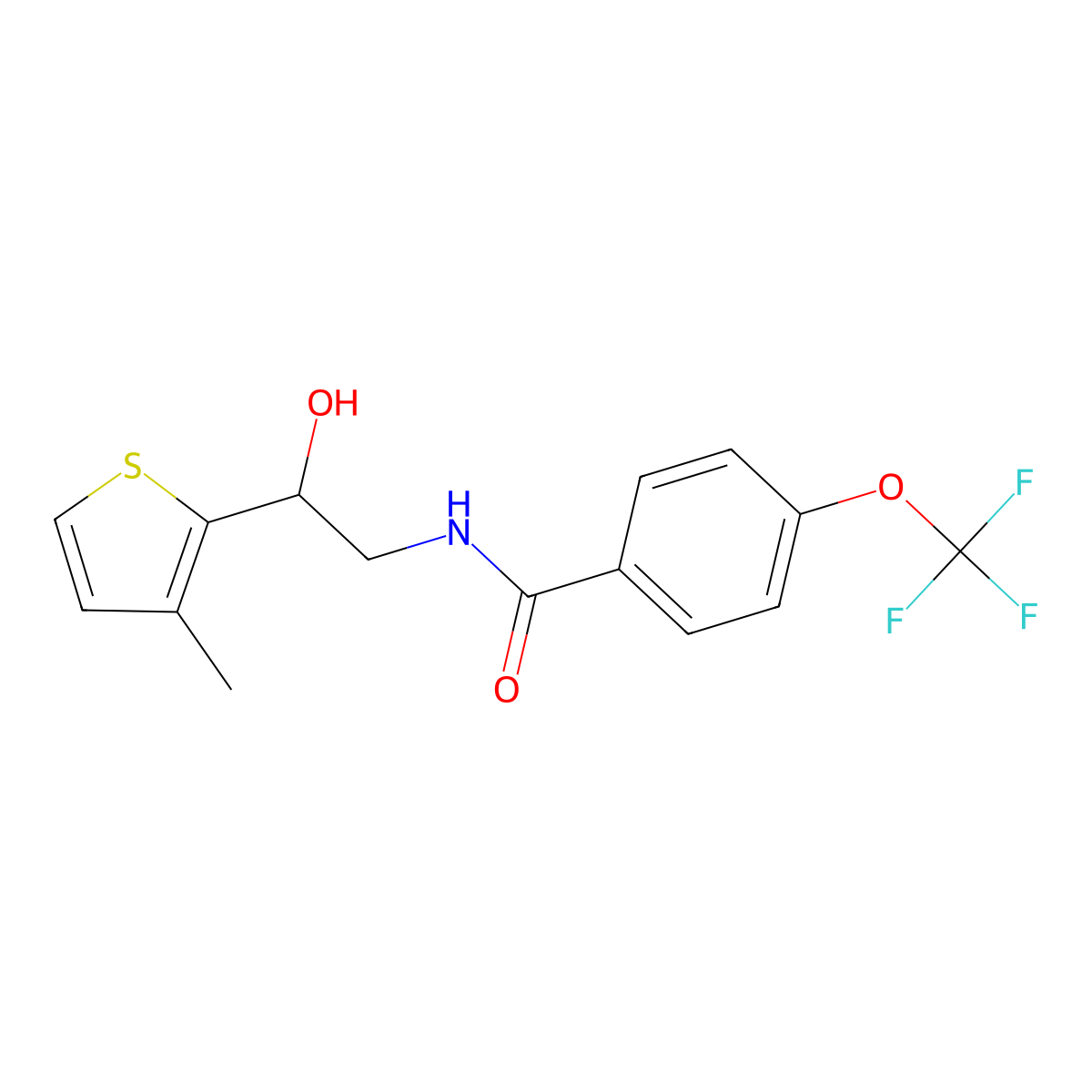 N-[2-hydroxy-2-(3-methylthiophen-2-yl)ethyl]-4-(trifluoromethoxy)benzamide molecular structure, CAS 1421532-29-7