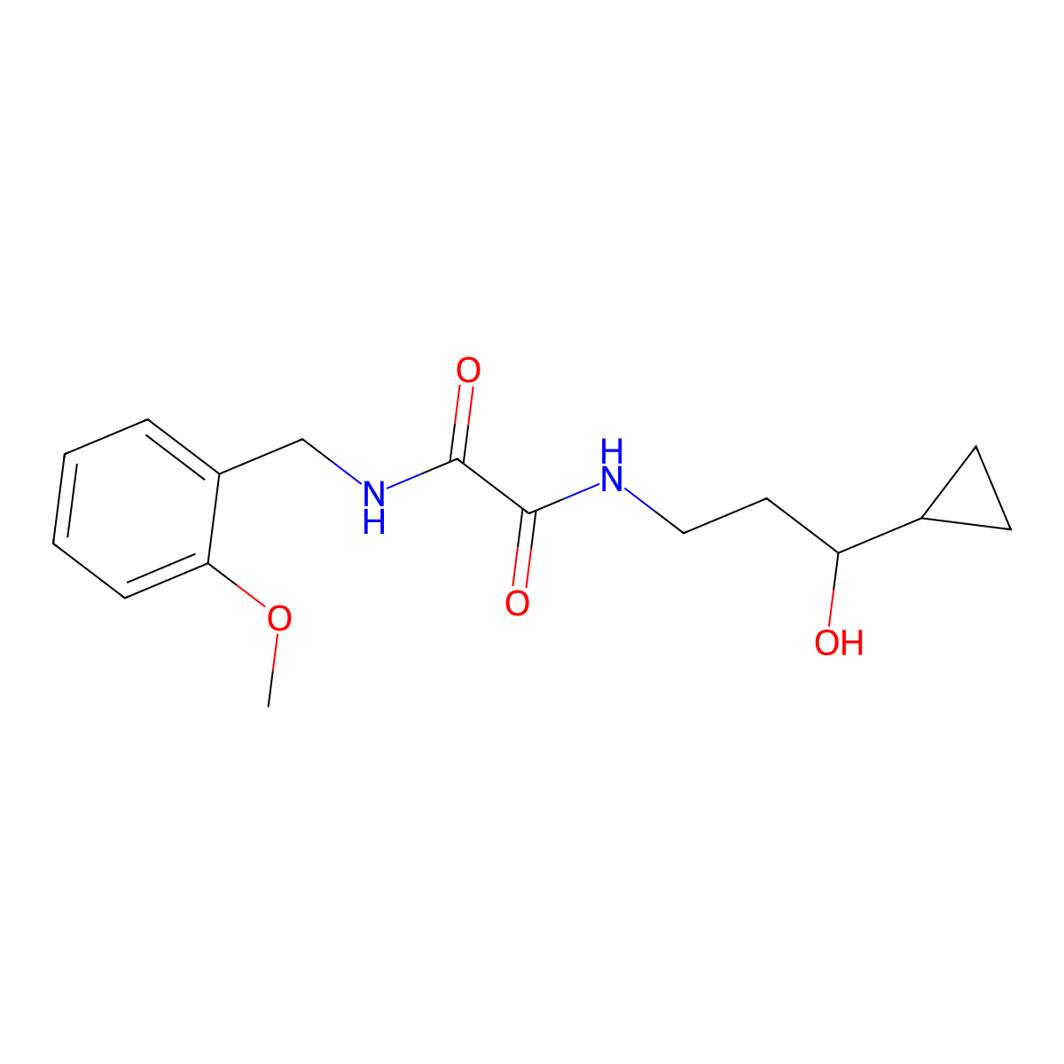 N1-(3-cyclopropyl-3-hydroxypropyl)-N2-(2-methoxybenzyl)oxalamide molecular structure, CAS 1421532-31-1