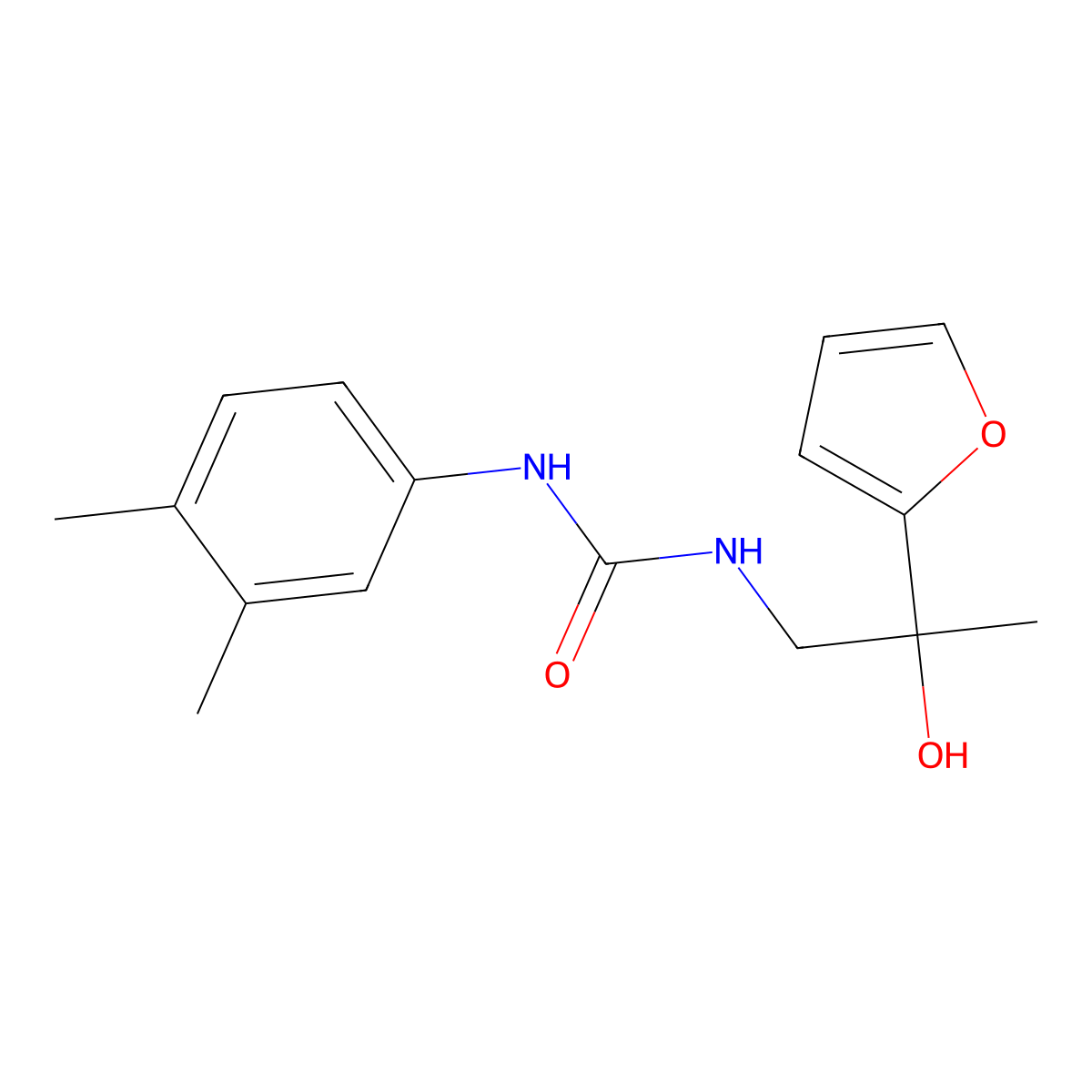 1-(3,4-Dimethylphenyl)-3-[2-(furan-2-yl)-2-hydroxypropyl]urea molecular structure, CAS 1421532-41-3
