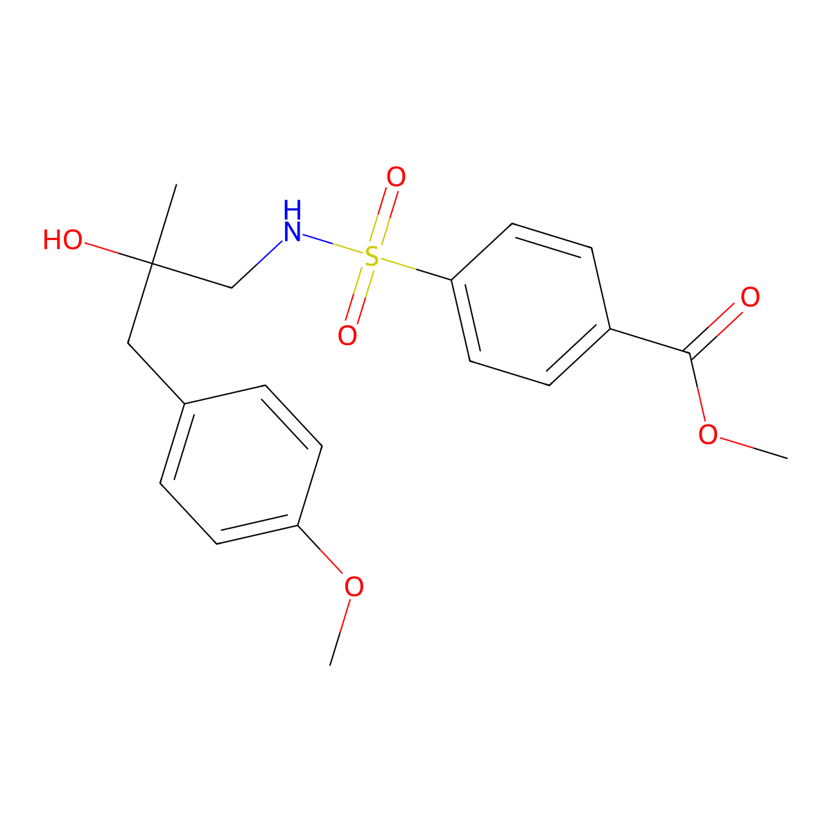 methyl 4-(N-(2-hydroxy-3-(4-methoxyphenyl)-2-methylpropyl)sulfamoyl)benzoate molecular structure, CAS 1421532-43-5