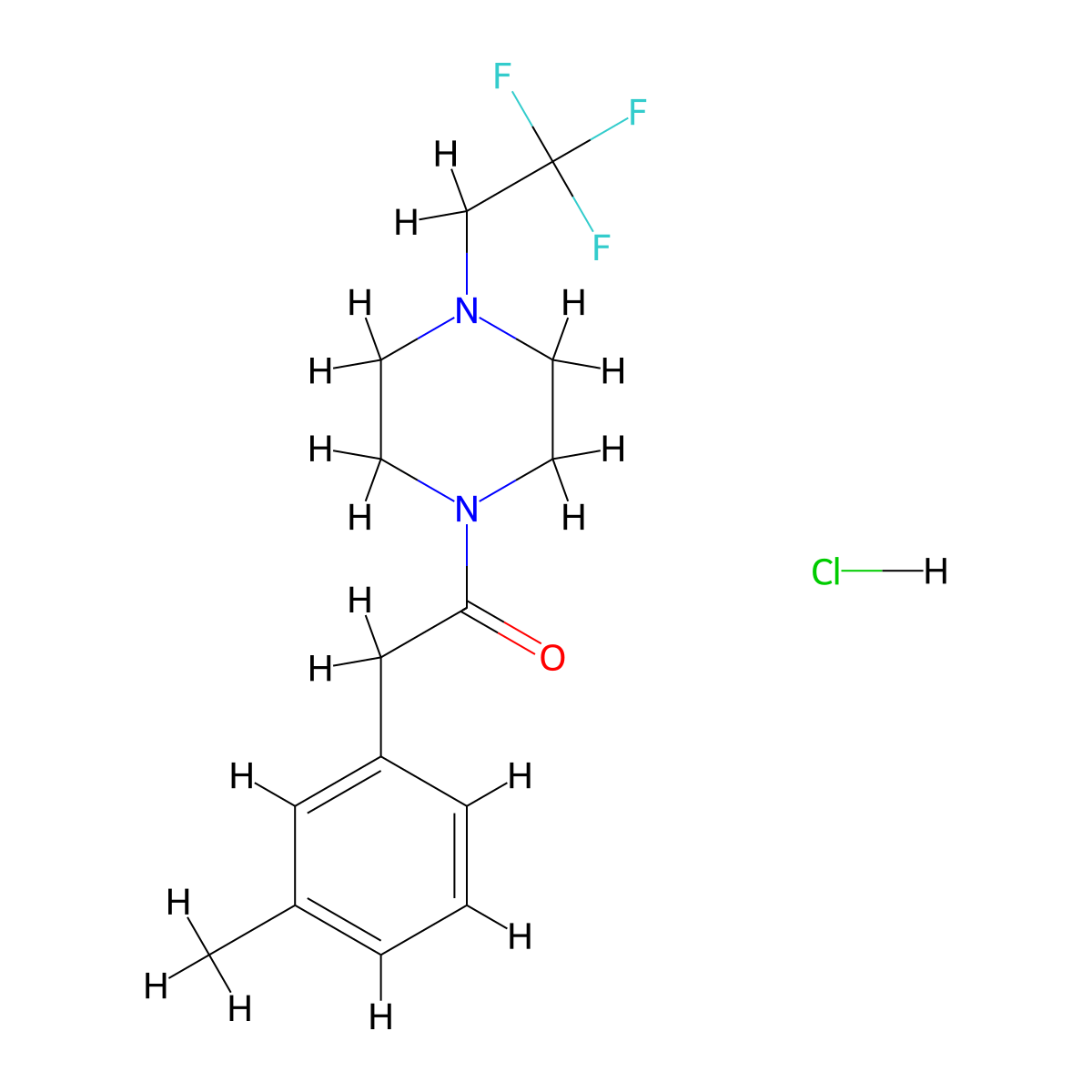 2-(m-Tolyl)-1-(4-(2,2,2-trifluoroethyl)piperazin-1-yl)ethanone hydrochloride molecular structure, CAS 1421532-46-8