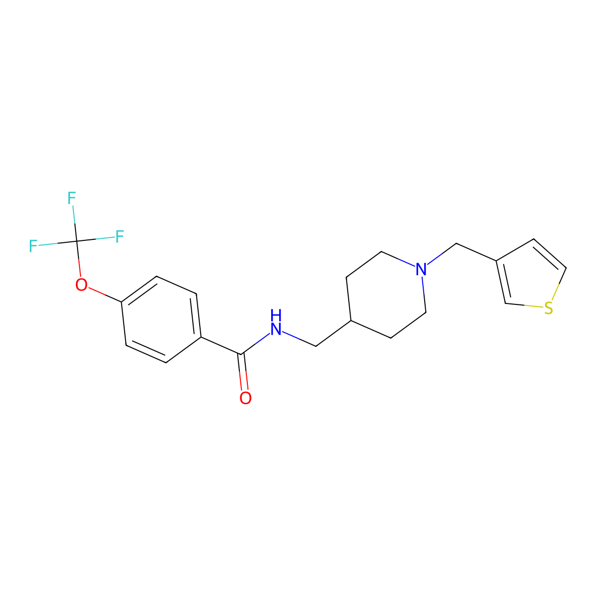 N-((1-(thiophen-3-ylmethyl)piperidin-4-yl)methyl)-4-(trifluoromethoxy)benzamide molecular structure, CAS 1421532-47-9