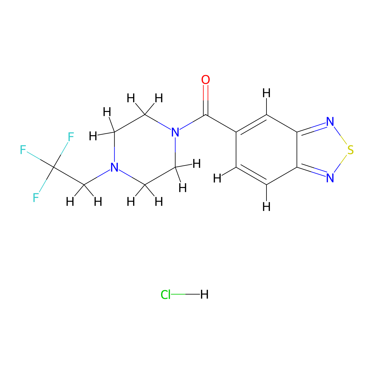 Benzo[c][1,2,5]thiadiazol-5-yl(4-(2,2,2-trifluoroethyl)piperazin-1-yl)methanone hydrochloride molecular structure, CAS 1421532-50-4