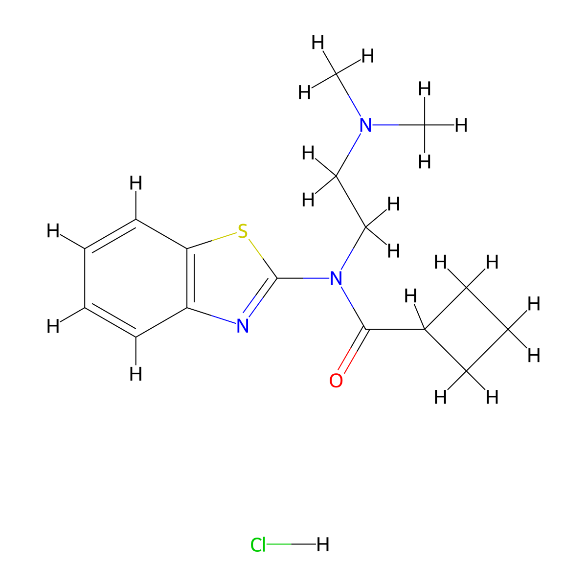 N-(benzo[d]thiazol-2-yl)-N-(2-(dimethylamino)ethyl)cyclobutanecarboxamide hydrochloride molecular structure, CAS 1421532-52-6